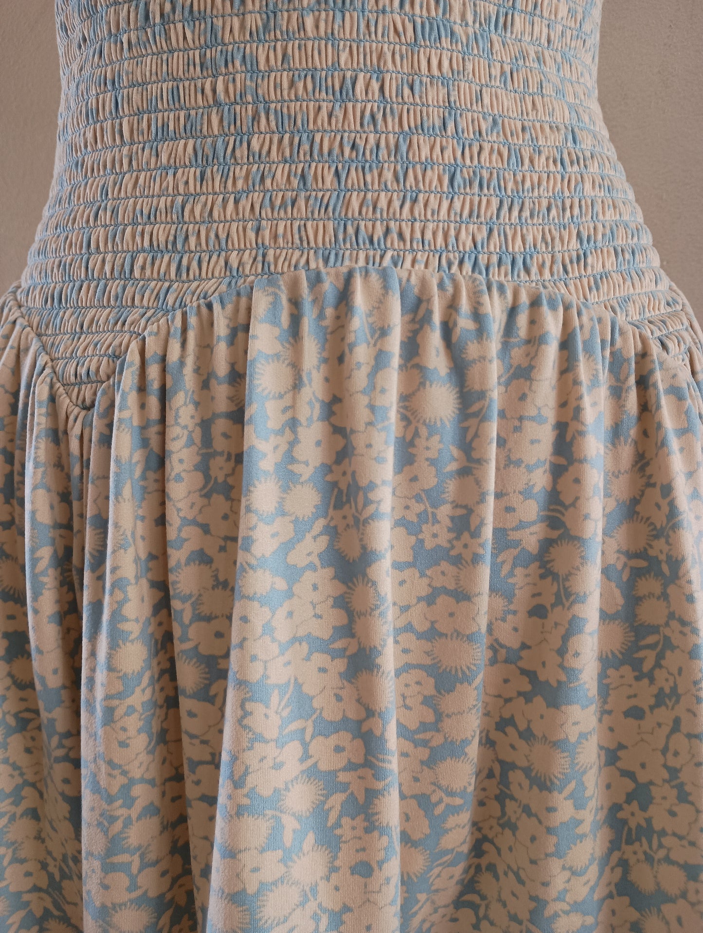 Vintage sundress in blue and yellow floral, size small