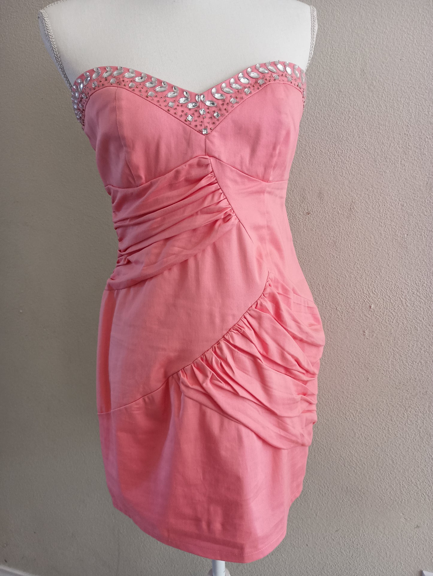 Hot pink shirt formal dress, vintage size 4