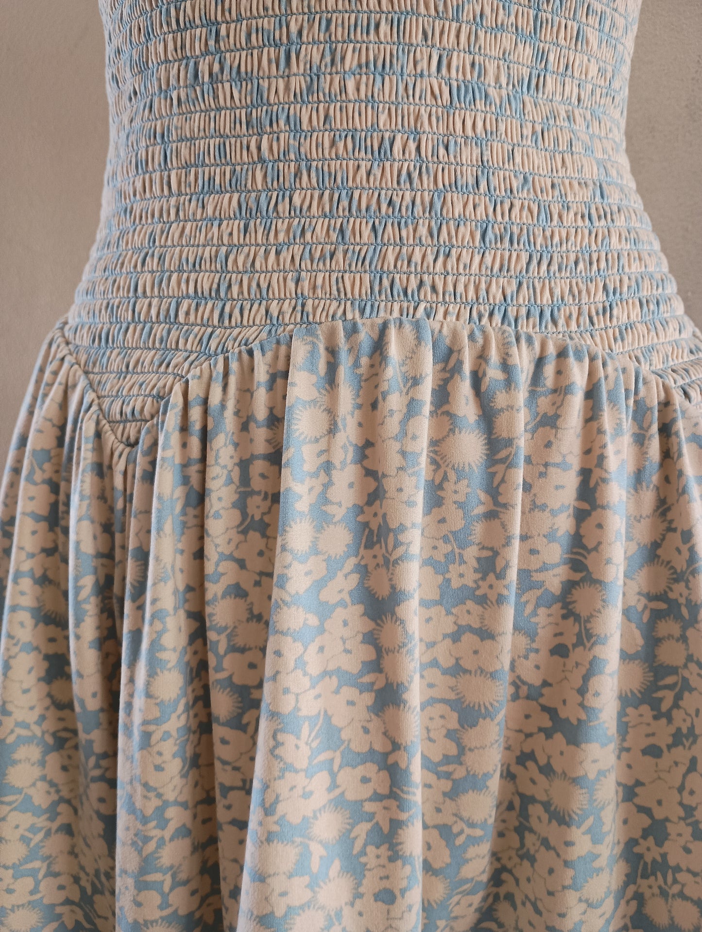 Vintage sundress in blue and yellow floral, size small