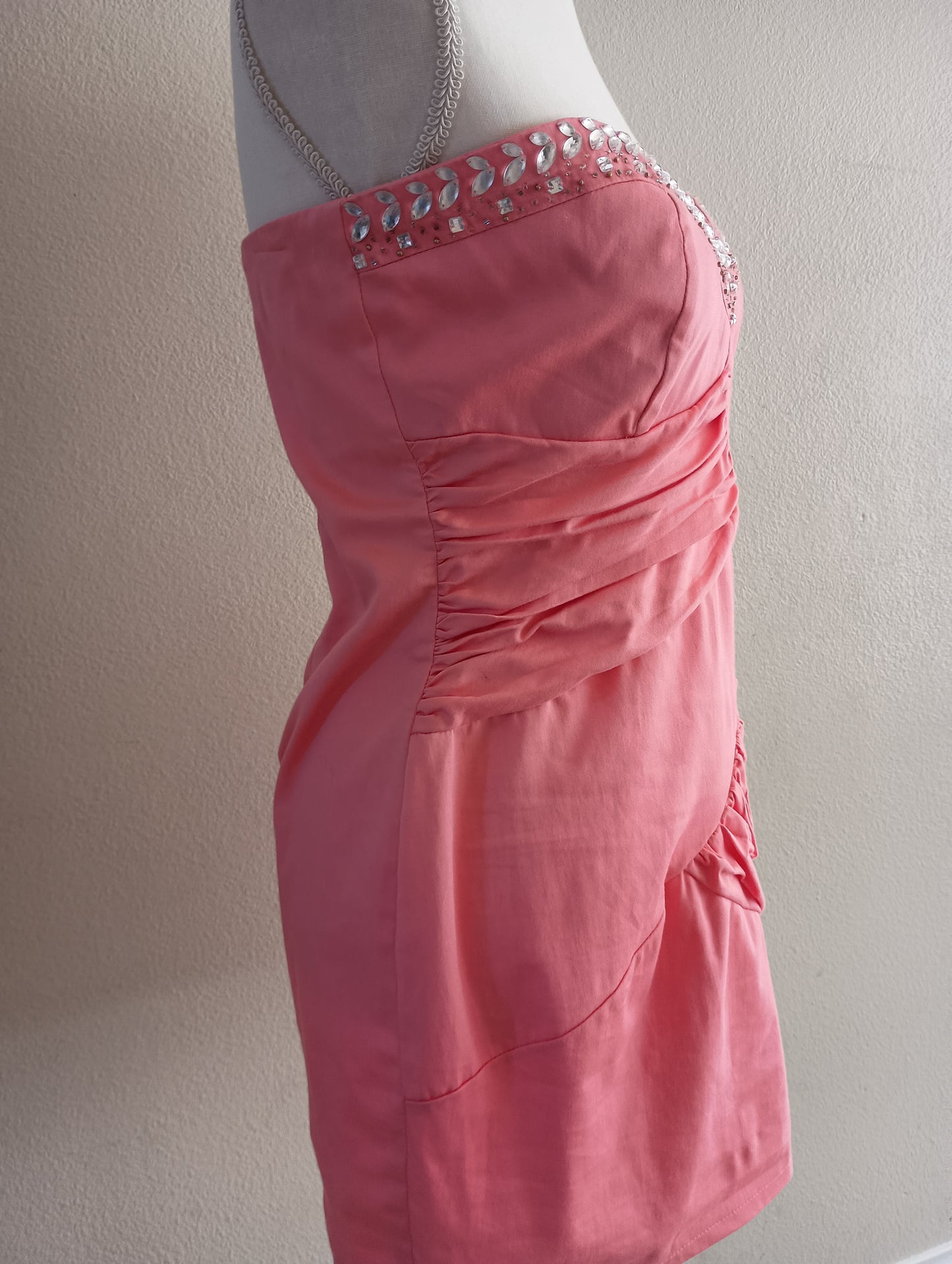 Hot pink shirt formal dress, vintage size 4