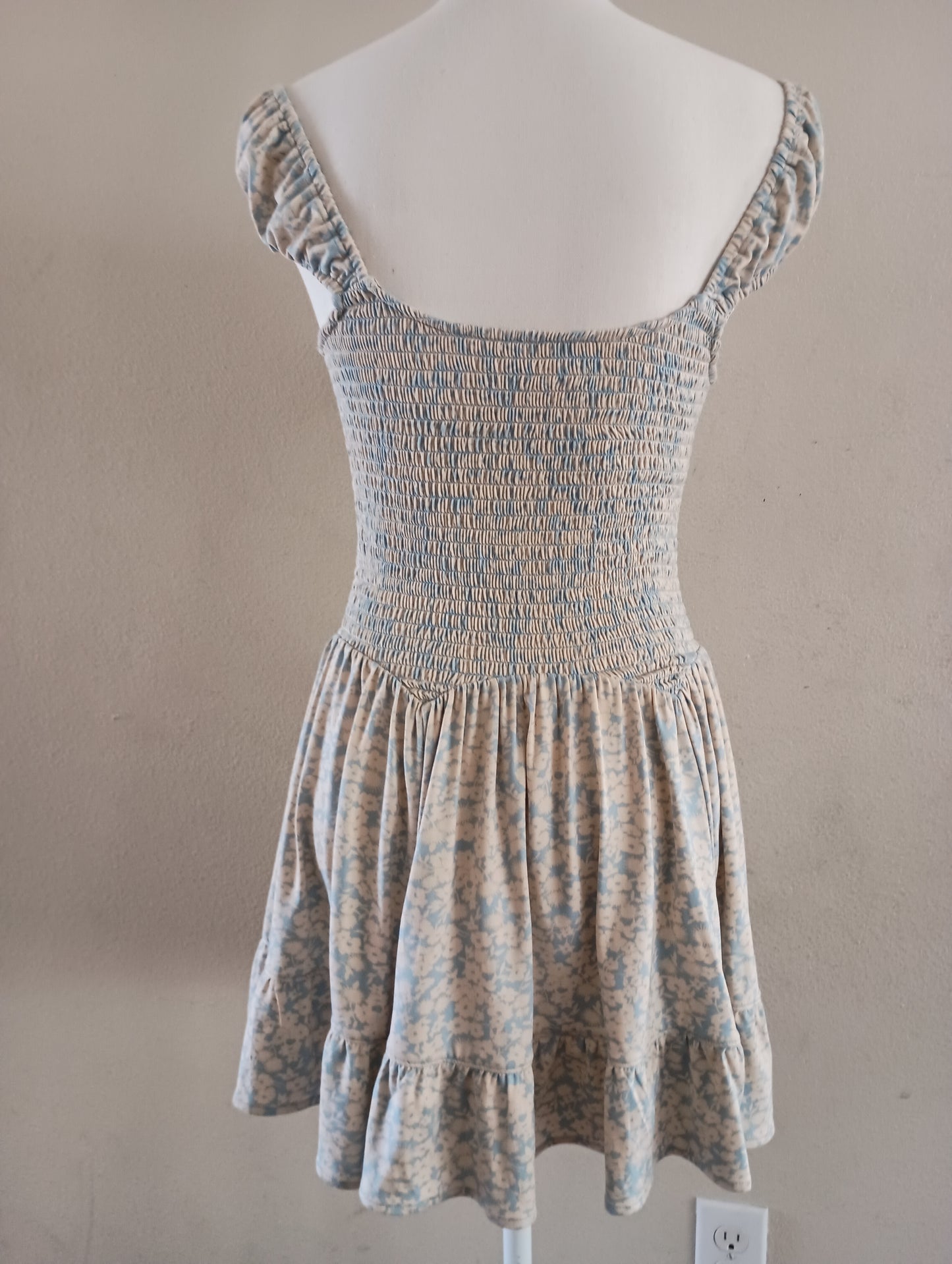 Vintage sundress in blue and yellow floral, size small