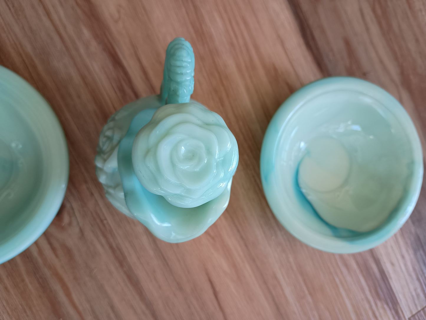 Vintage roses blue bottle and bowls set, Avon