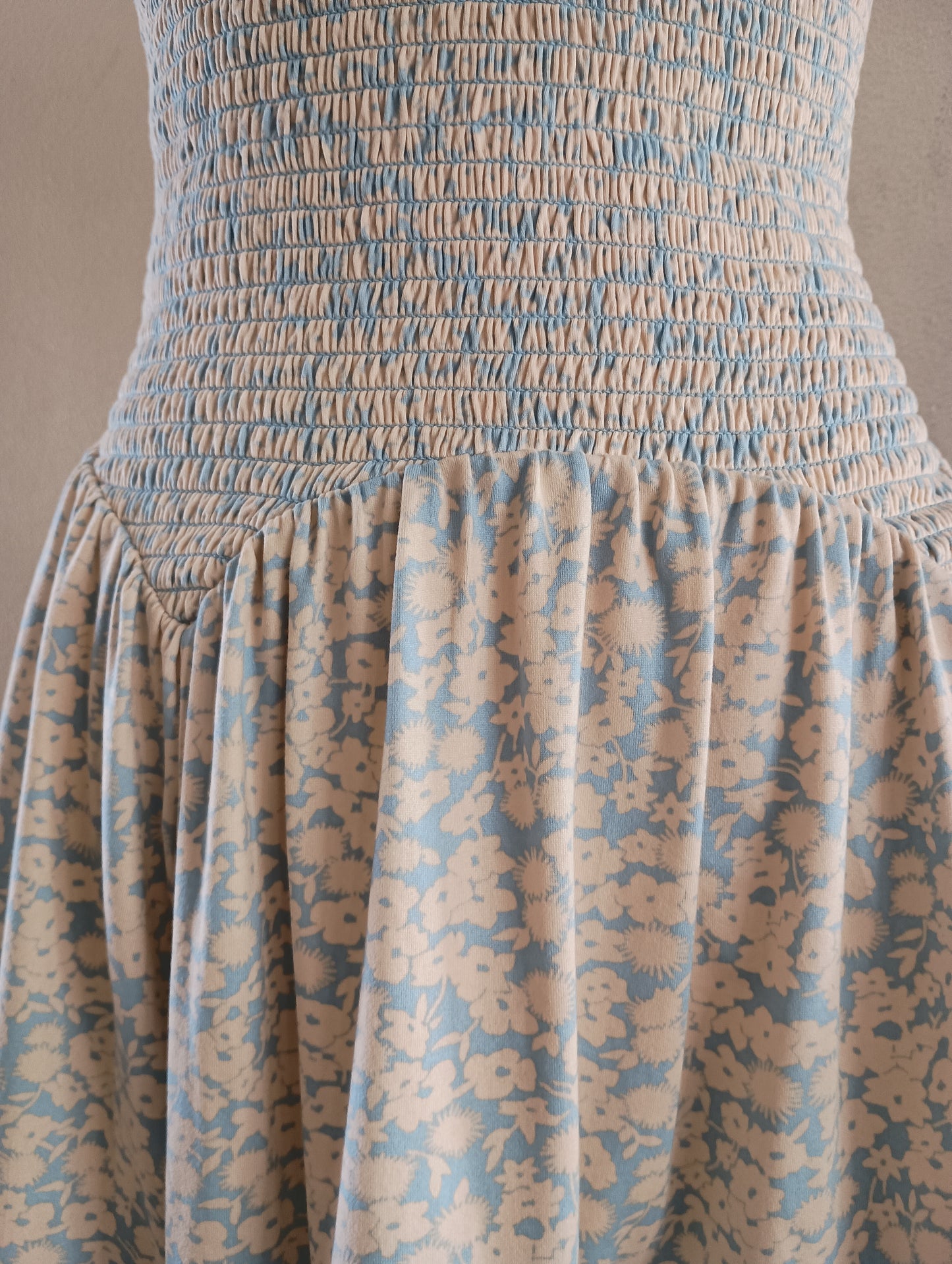 Vintage sundress in blue and yellow floral, size small