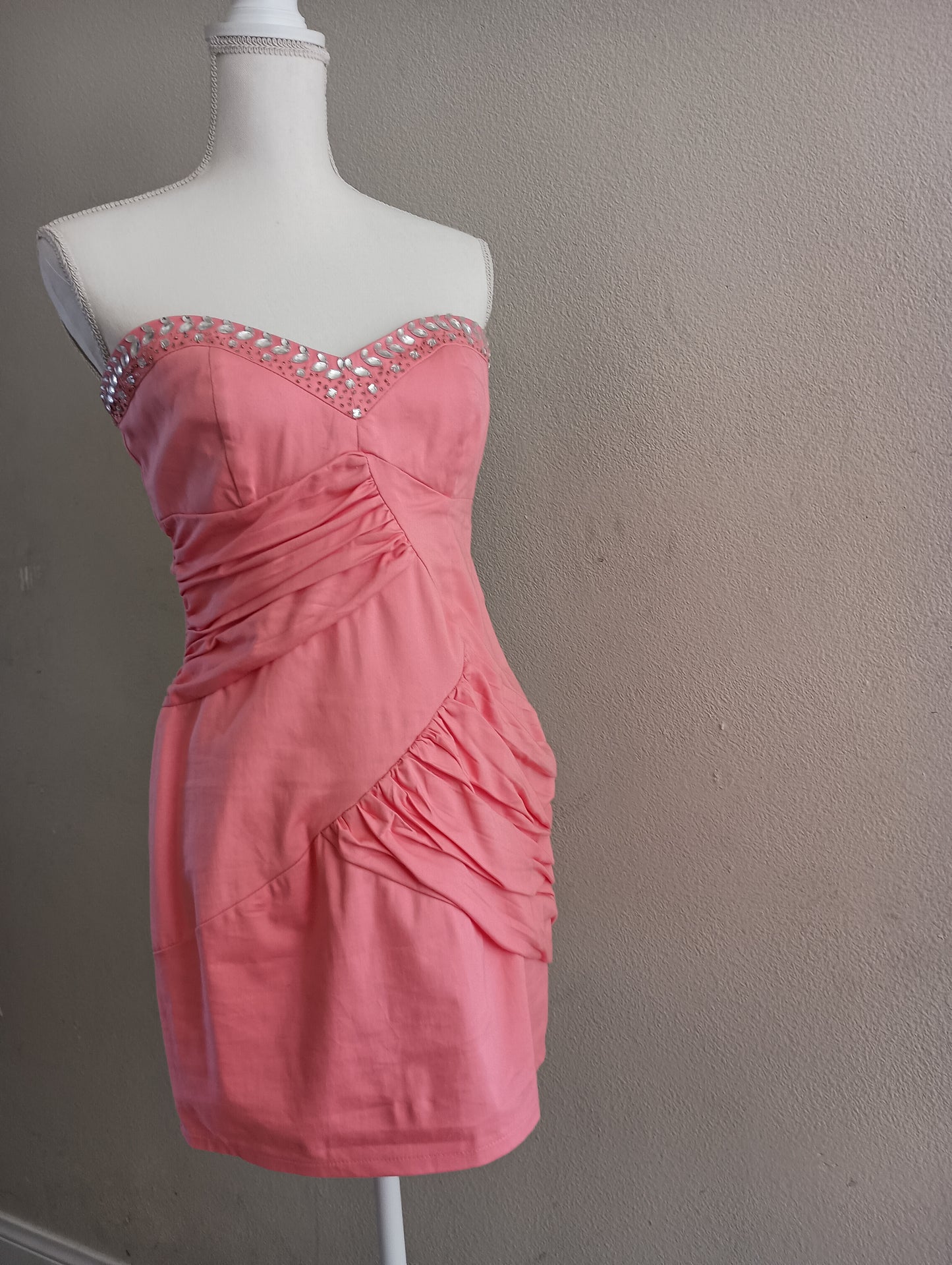 Hot pink shirt formal dress, vintage size 4