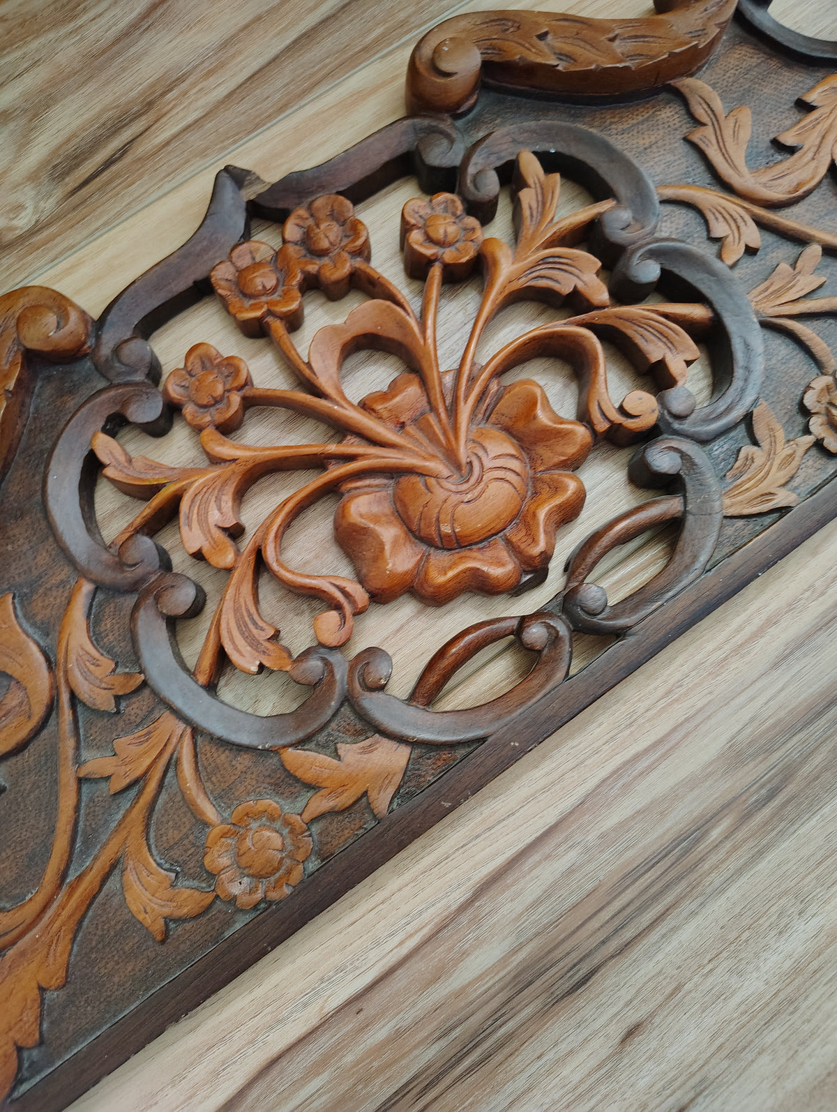 Handcarved Antique Teak Door / Mirror Pendant