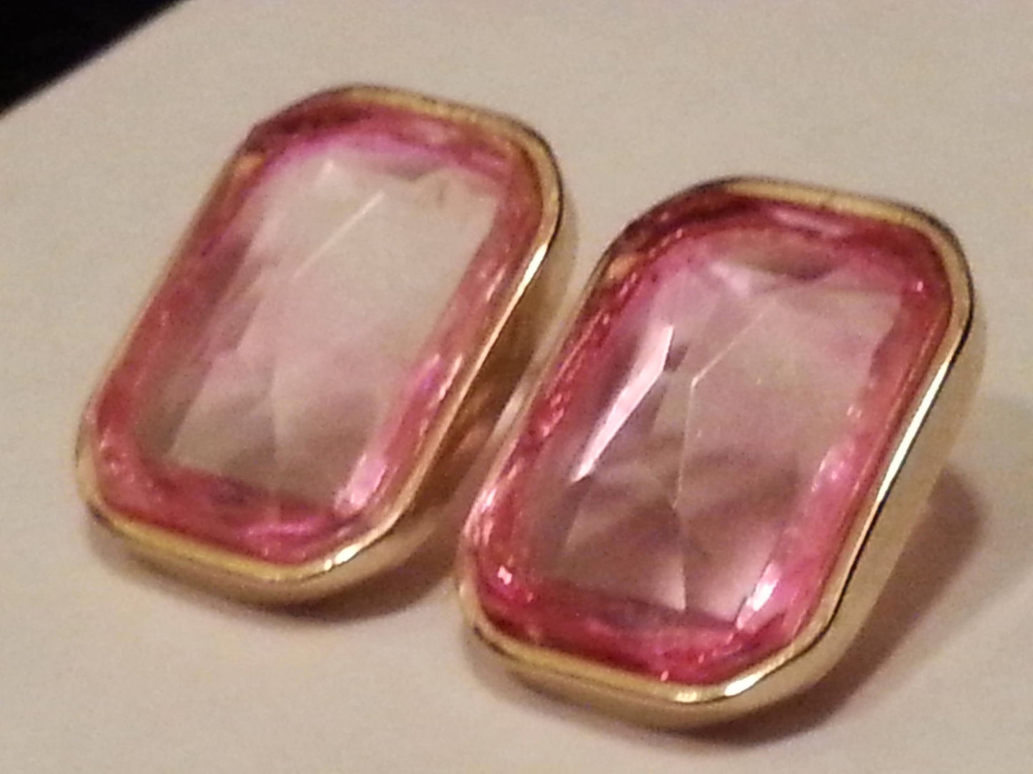 Large pink and gold vintage earrings