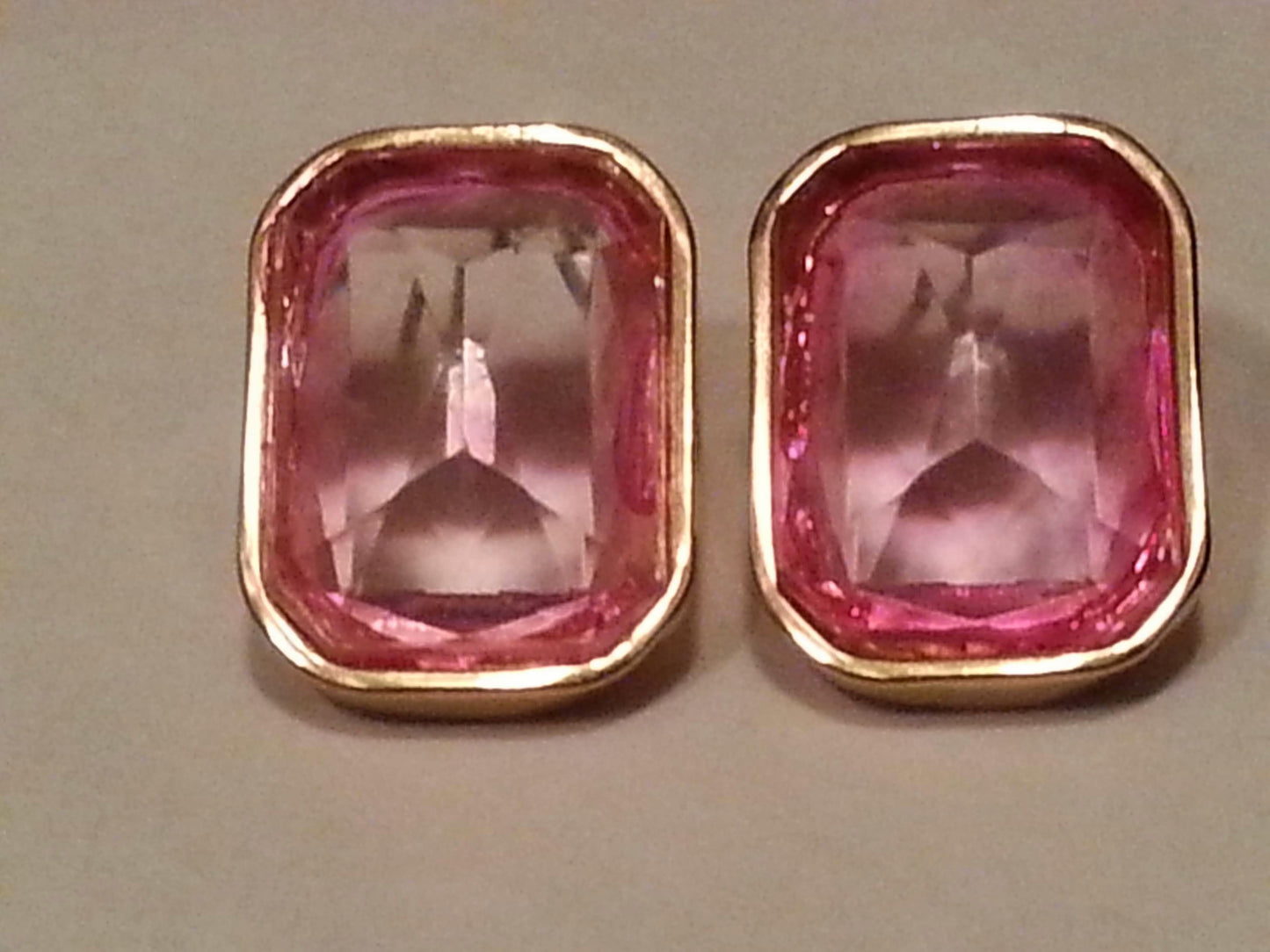 Large pink and gold vintage earrings