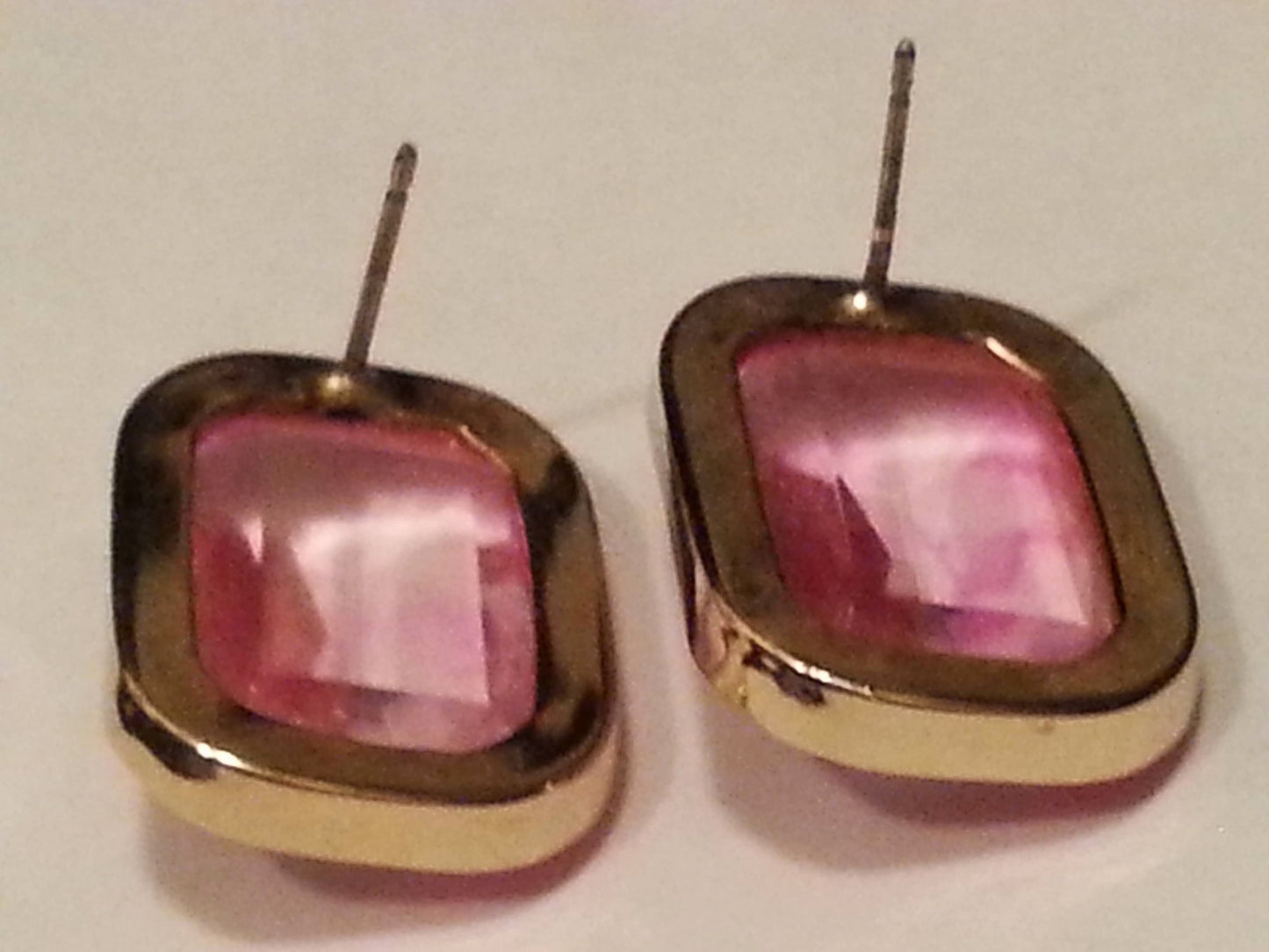 Large pink and gold vintage earrings