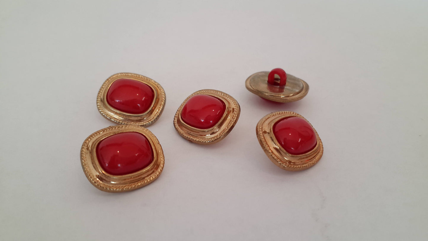 Red and gold button set, 1980