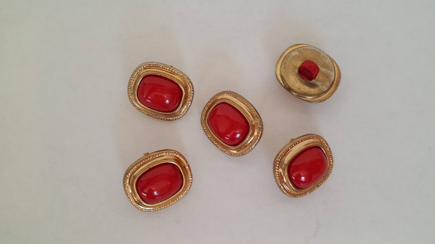 Red and gold button set, 1980