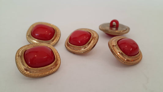 Red and gold button set, 1980