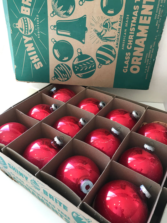 Shiny Brite Red Christmas Ornaments