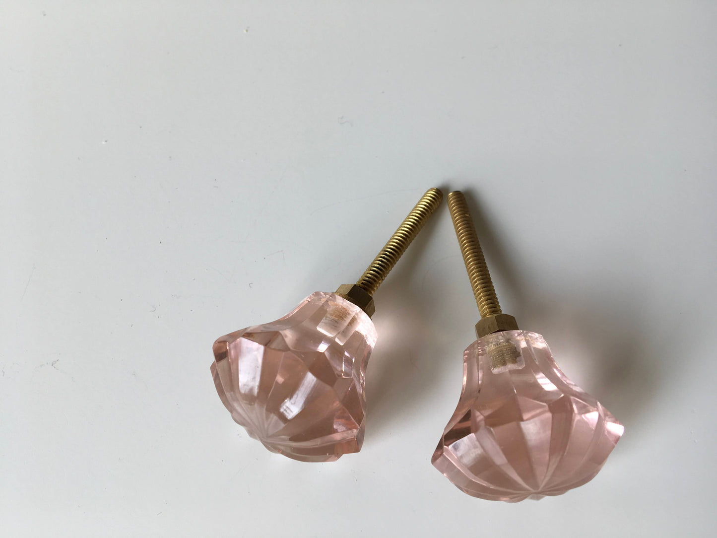 Pink glass drawer pulls