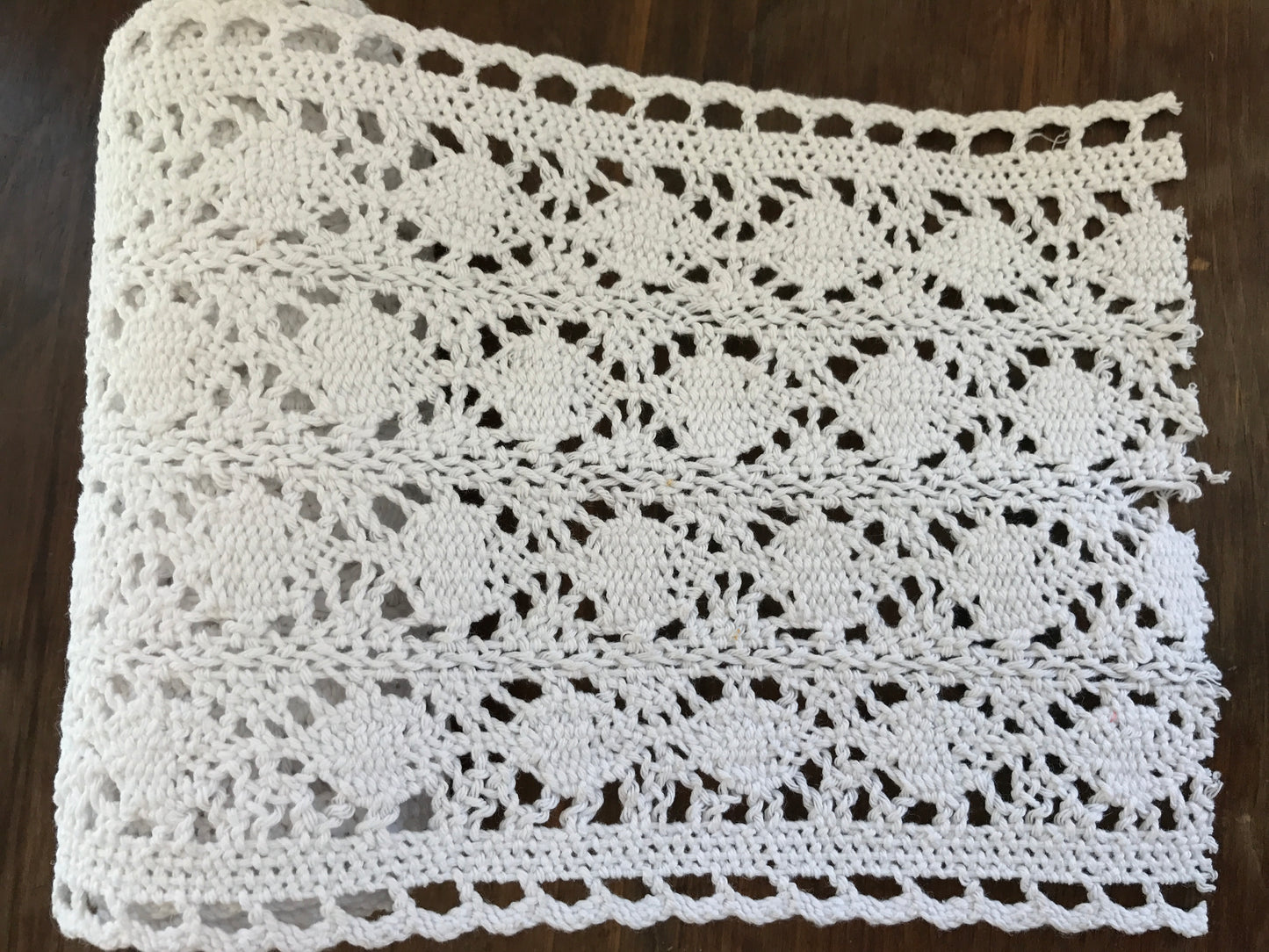 Thick white cotton lace, vintage stock