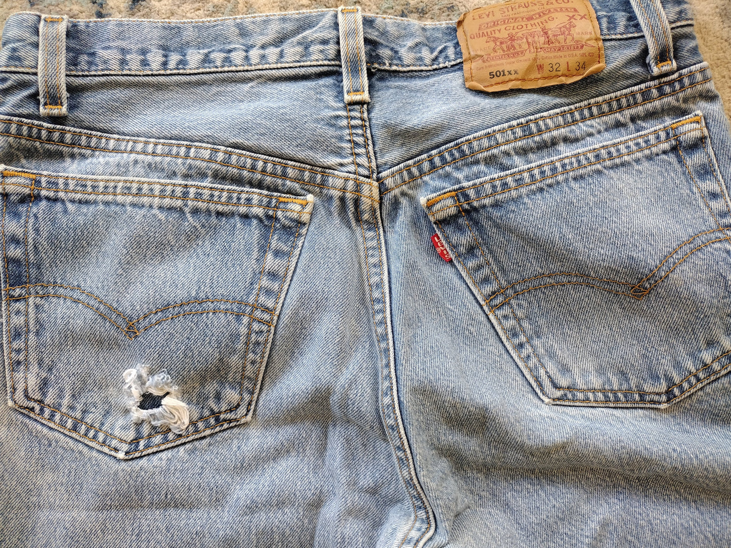 501xx vintage stock 5 button denim jeans 32W 34L