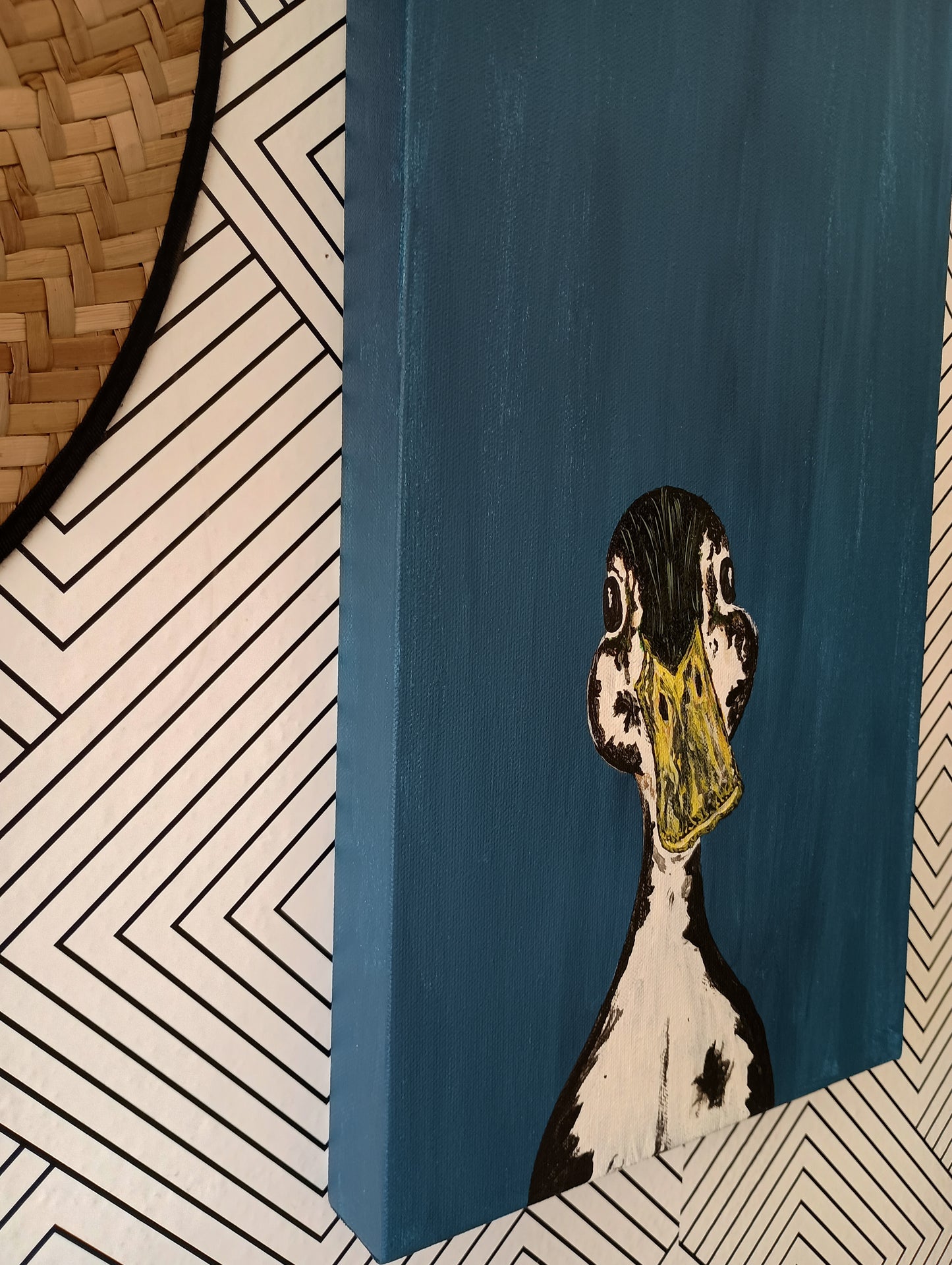 Black and white magpie, large painting