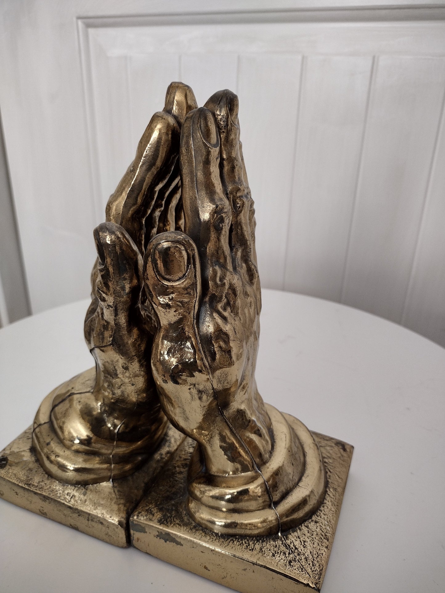 Vintage brass hand bookends