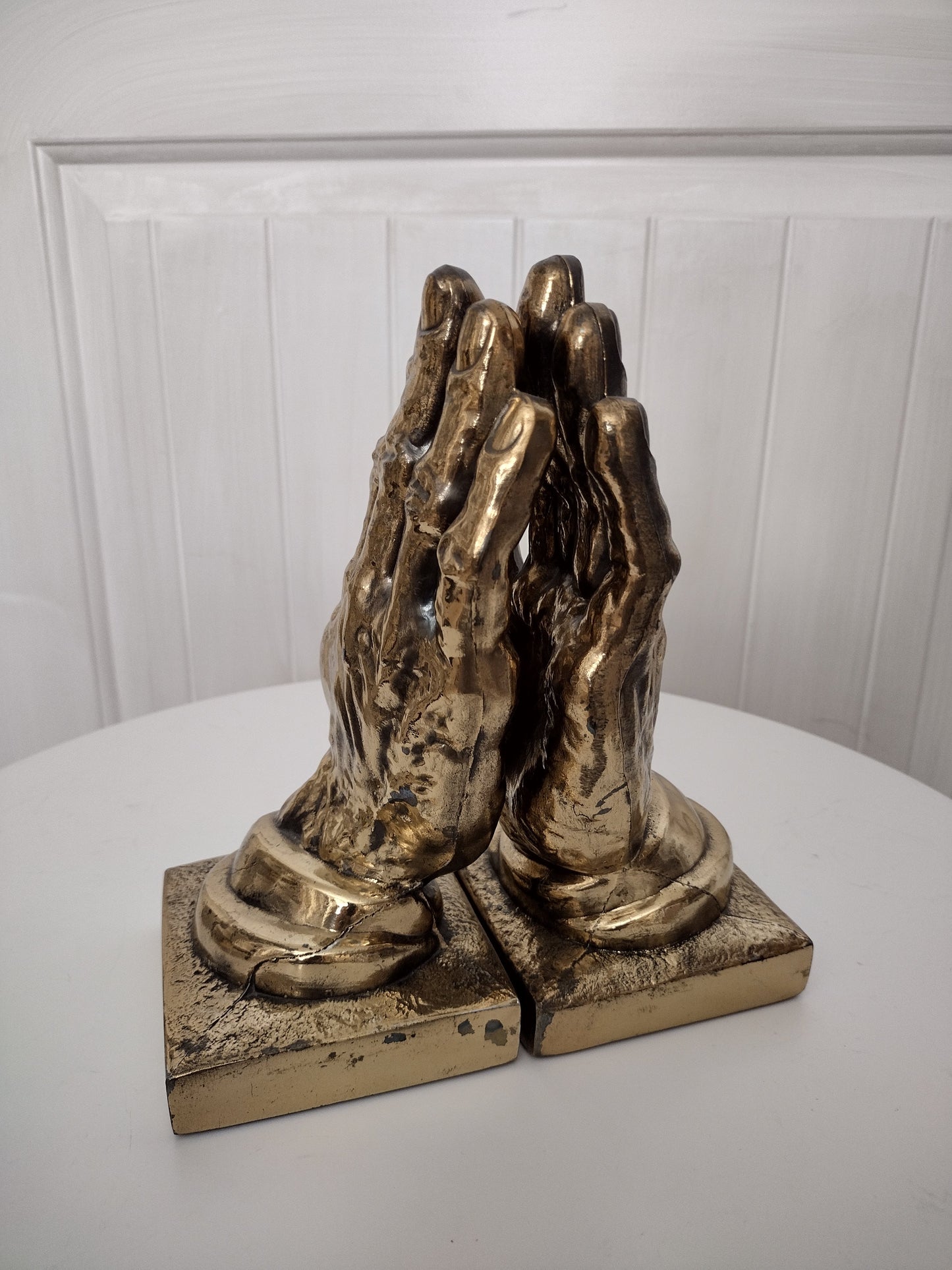 Vintage brass hand bookends