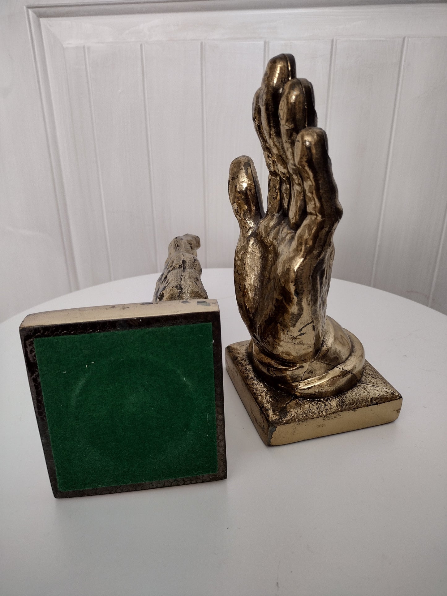 Vintage brass hand bookends