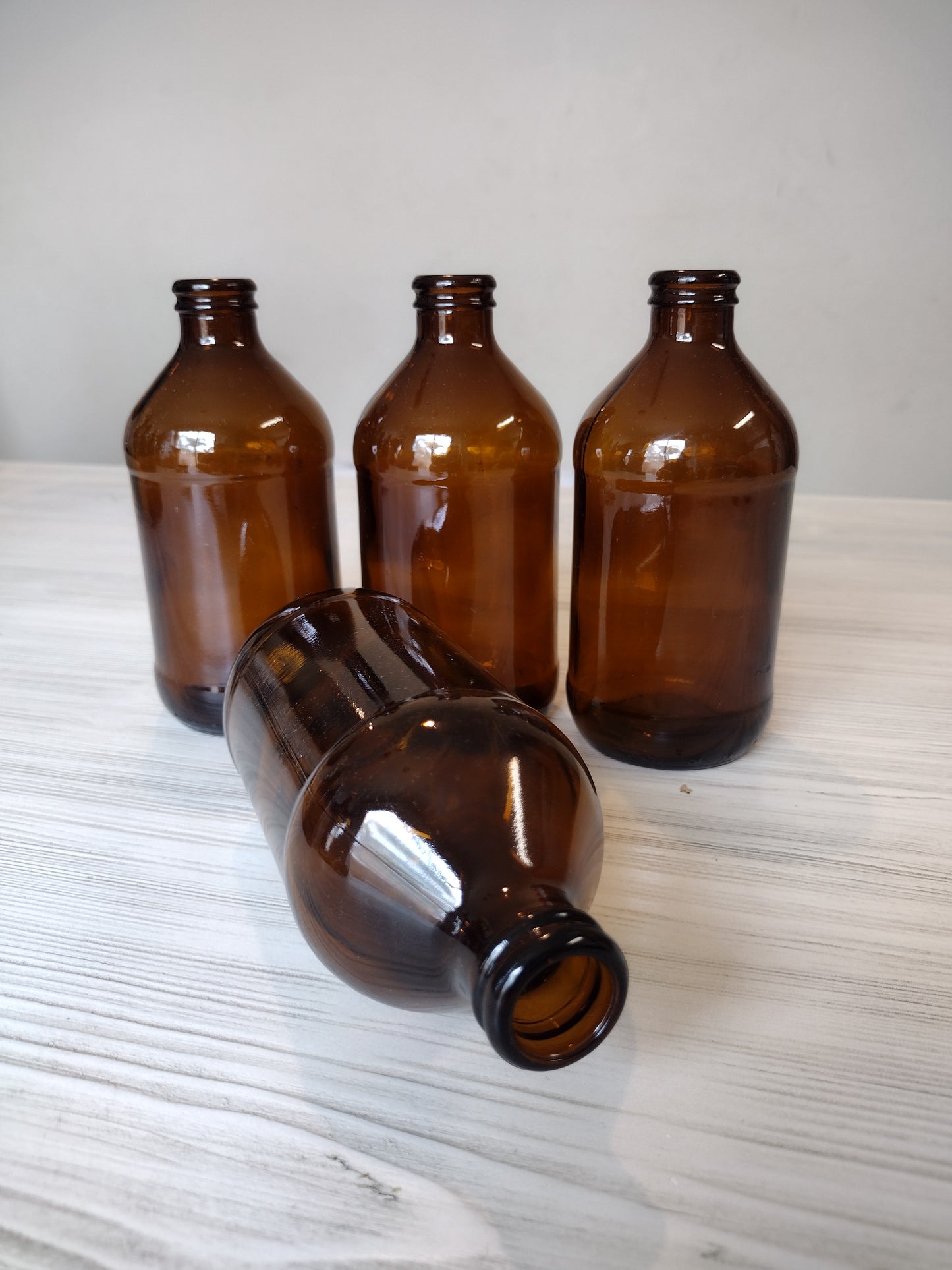 Small brown apothecary bottle set, vintage