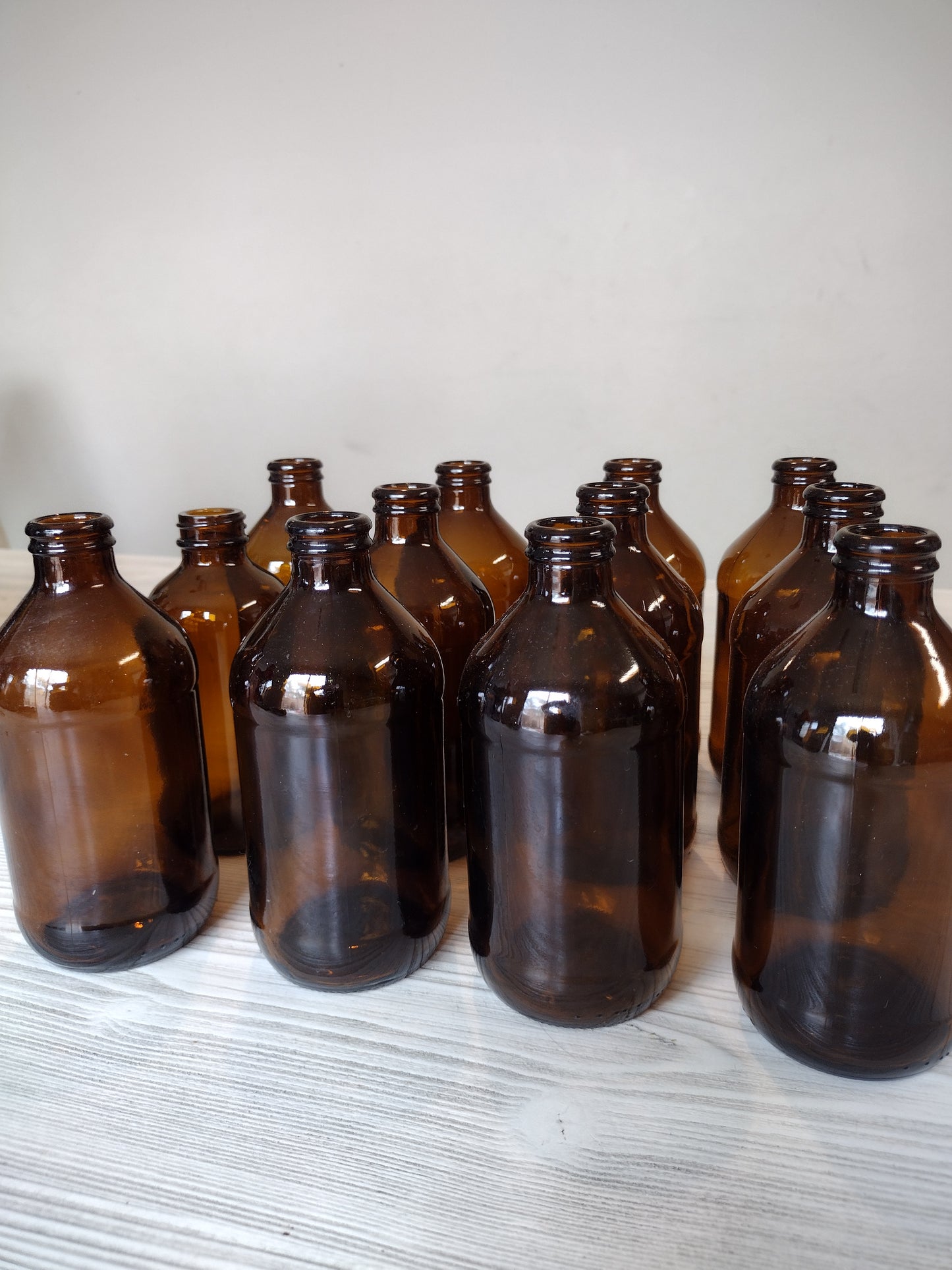 Small brown apothecary bottle set, vintage