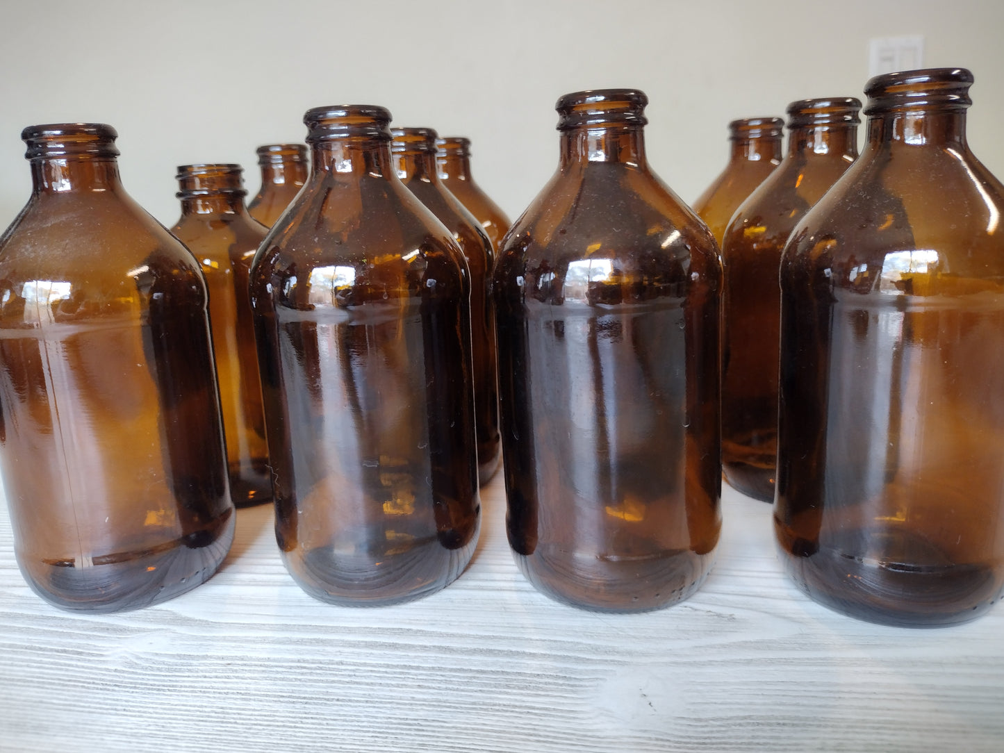 Small brown apothecary bottle set, vintage