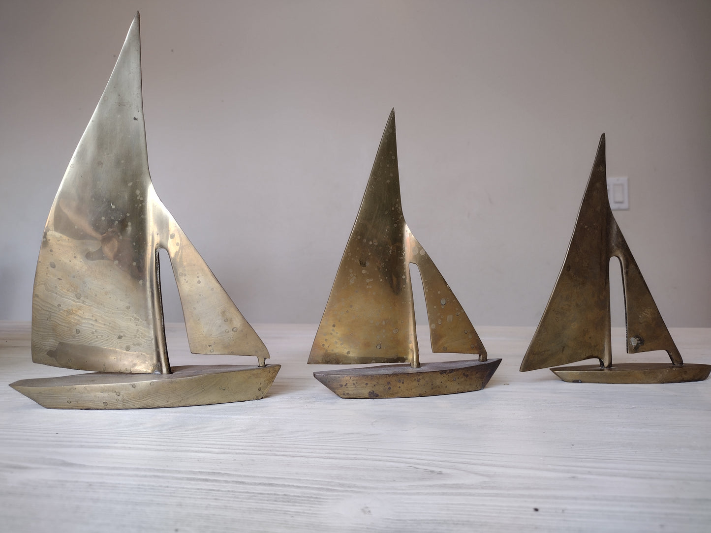 Brass sailboat set of 3