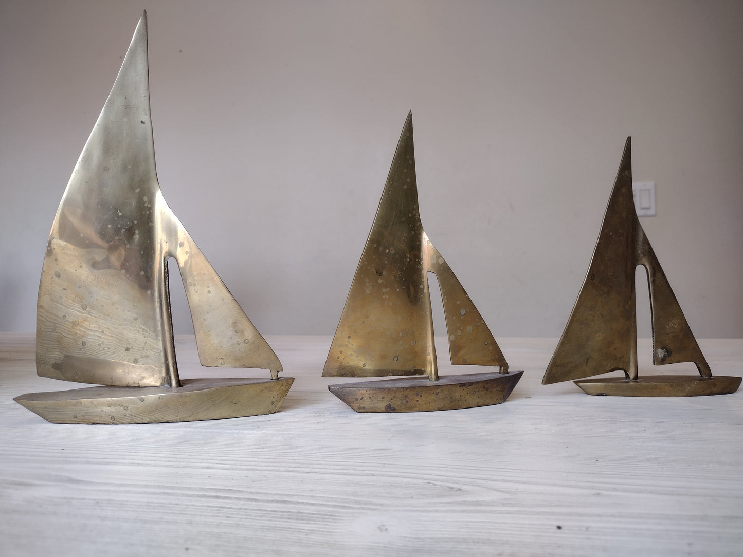 Brass sailboat set of 3