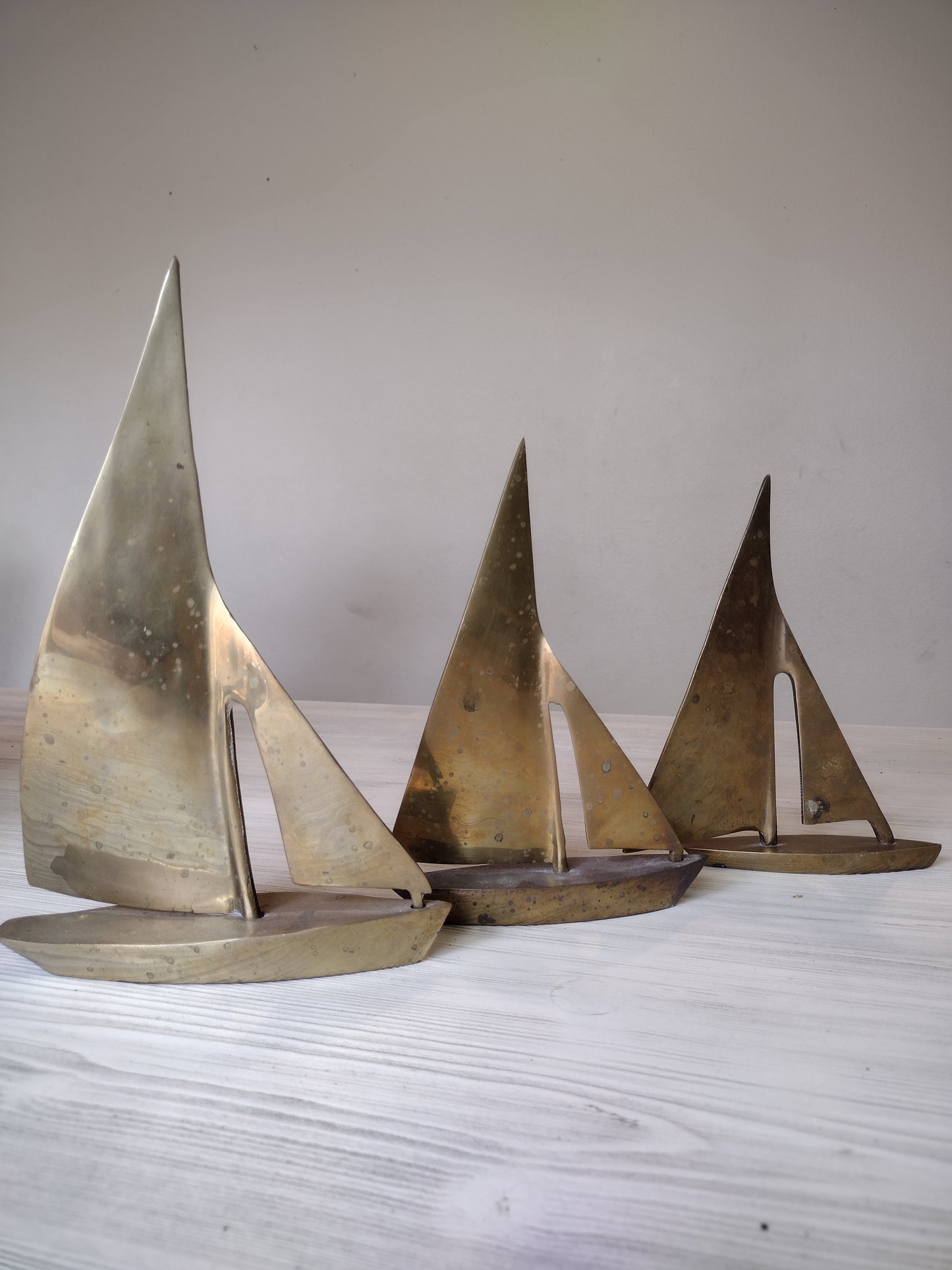 Brass sailboat set of 3