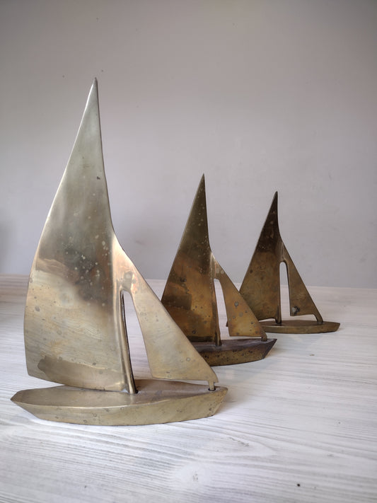 Brass sailboat set of 3