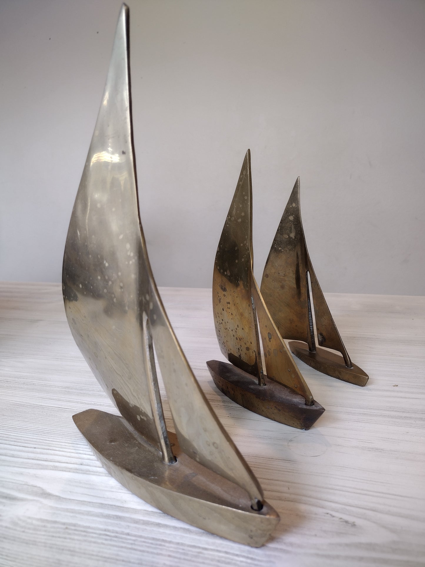 Brass sailboat set of 3