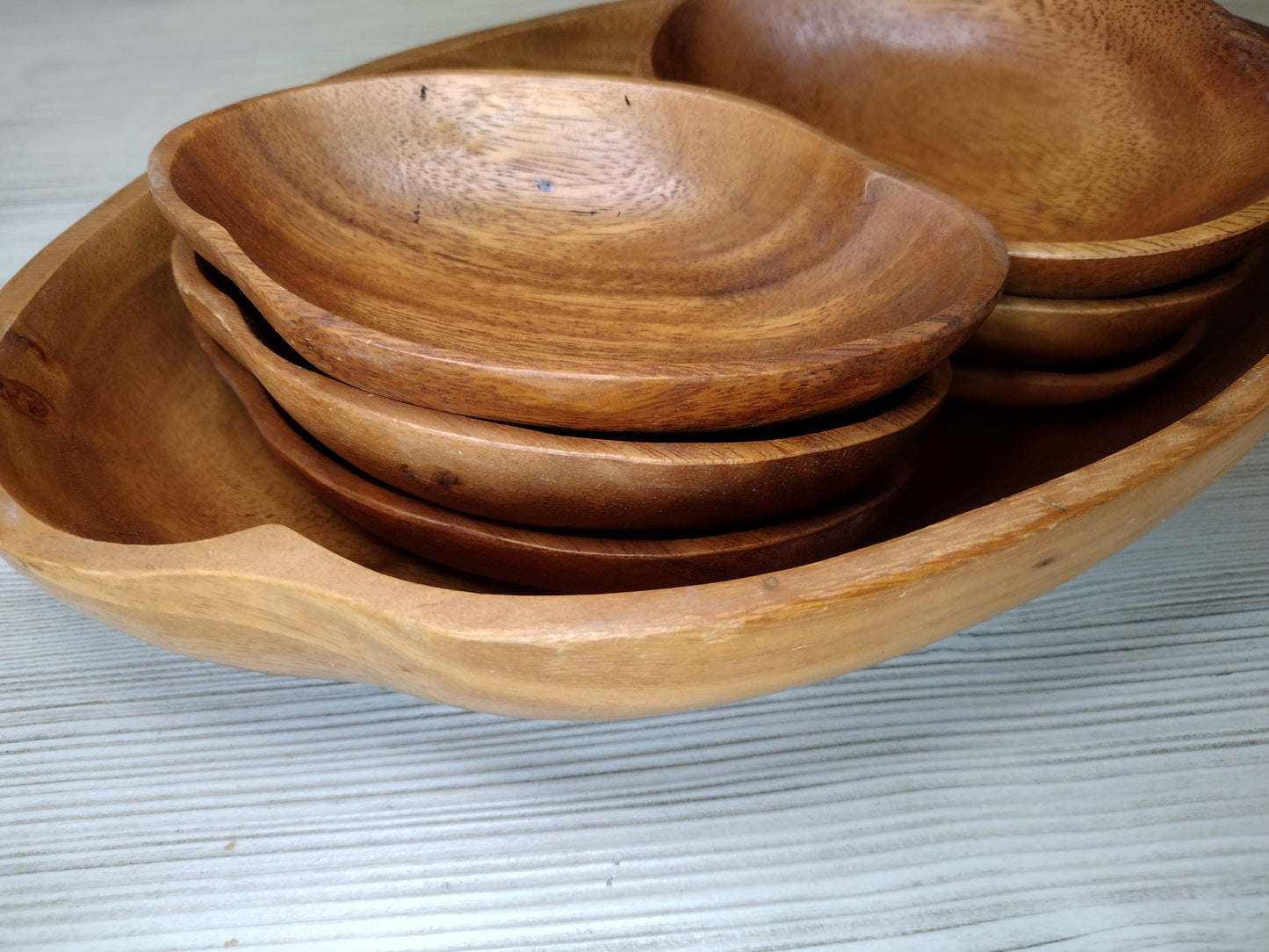 Large wood bowl set