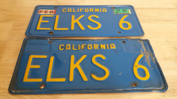 1970s California Blue and Yellow License plate set