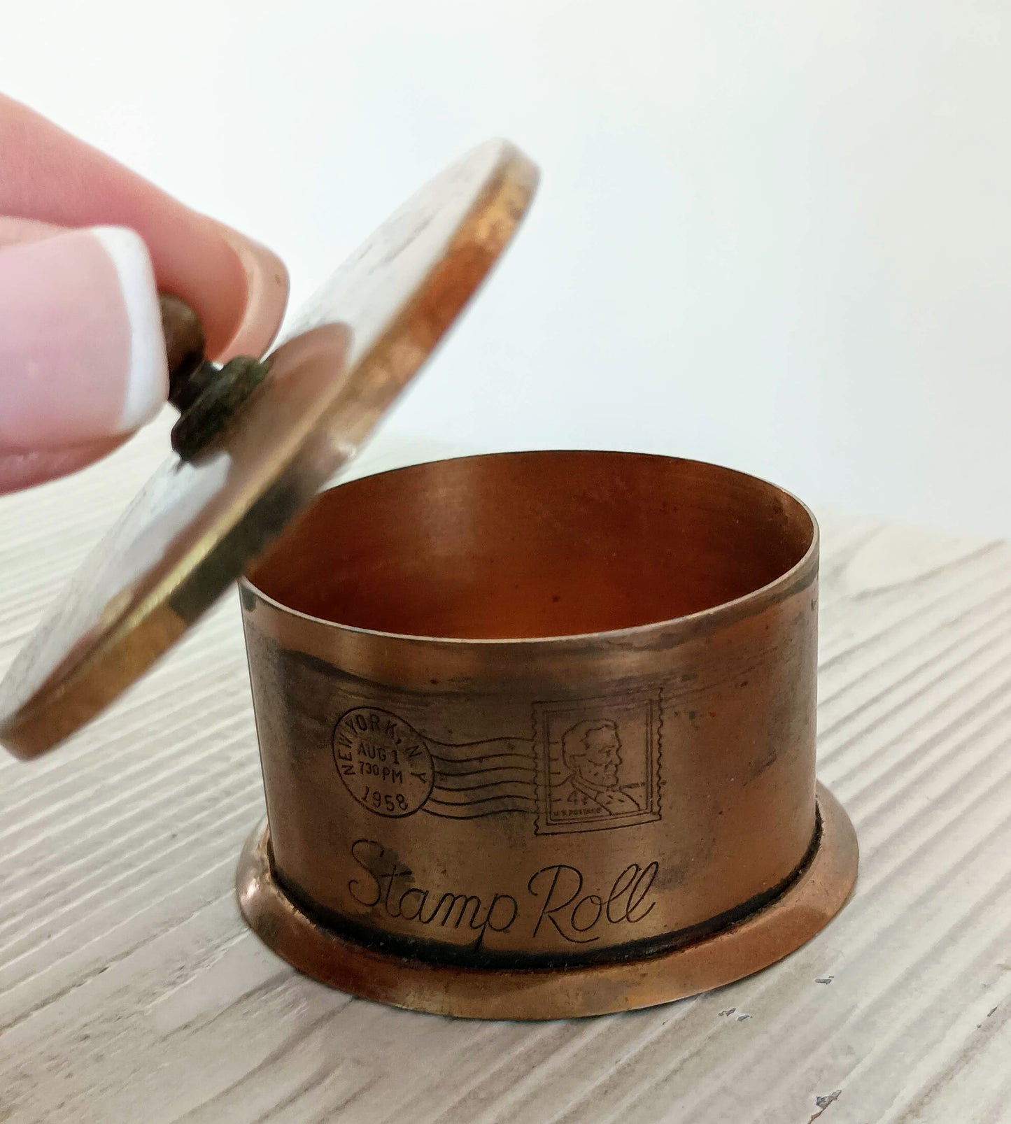 Vintage brass stamp holder
