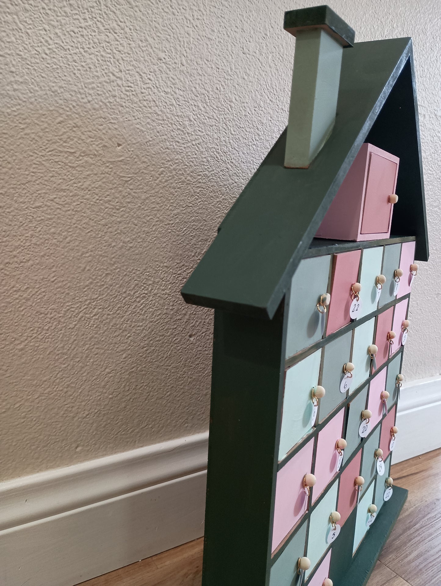 Advent Calendar, hand painted wooden Christmas decor