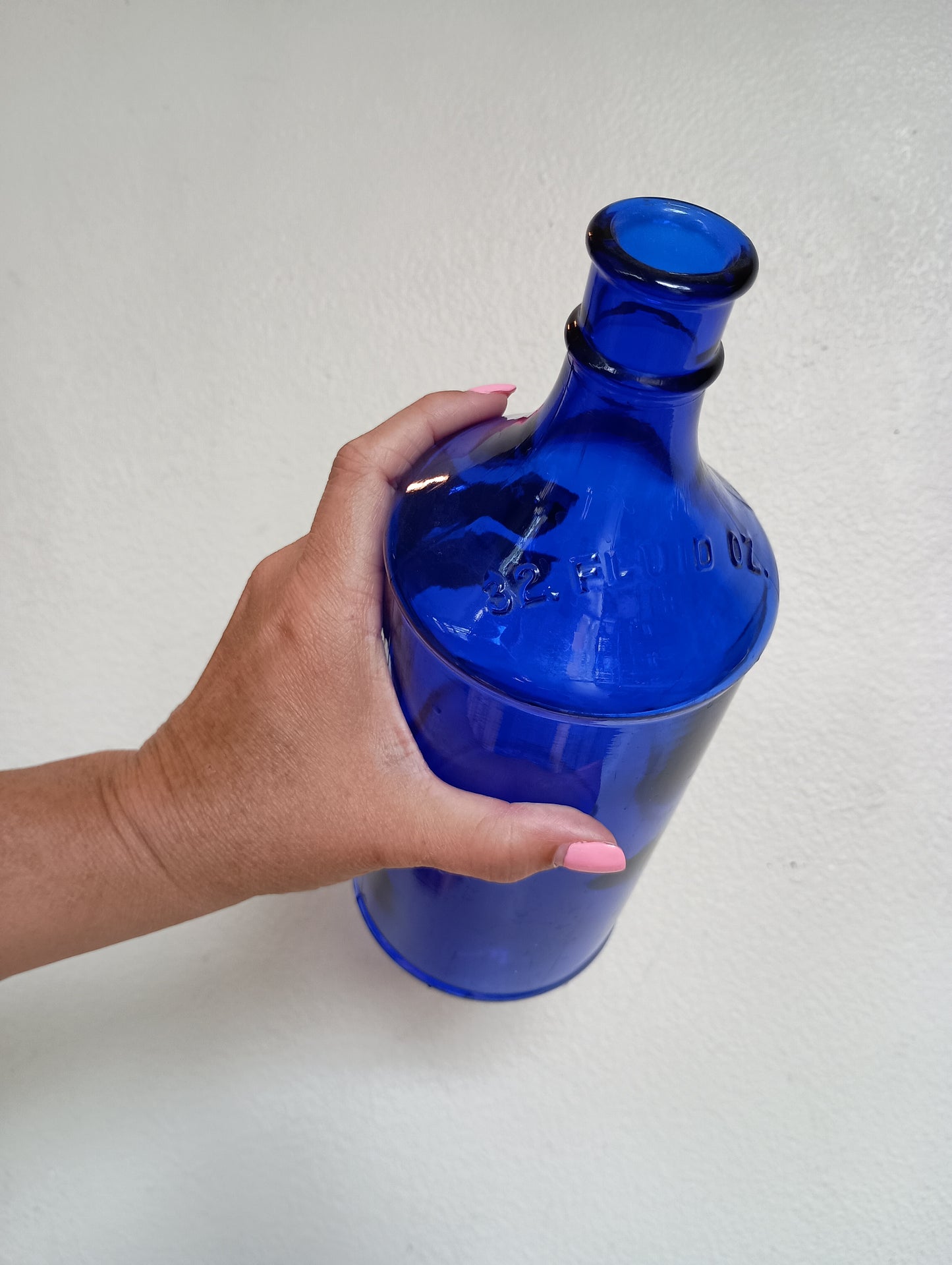 Cobalt blue glass large bottle, vintage