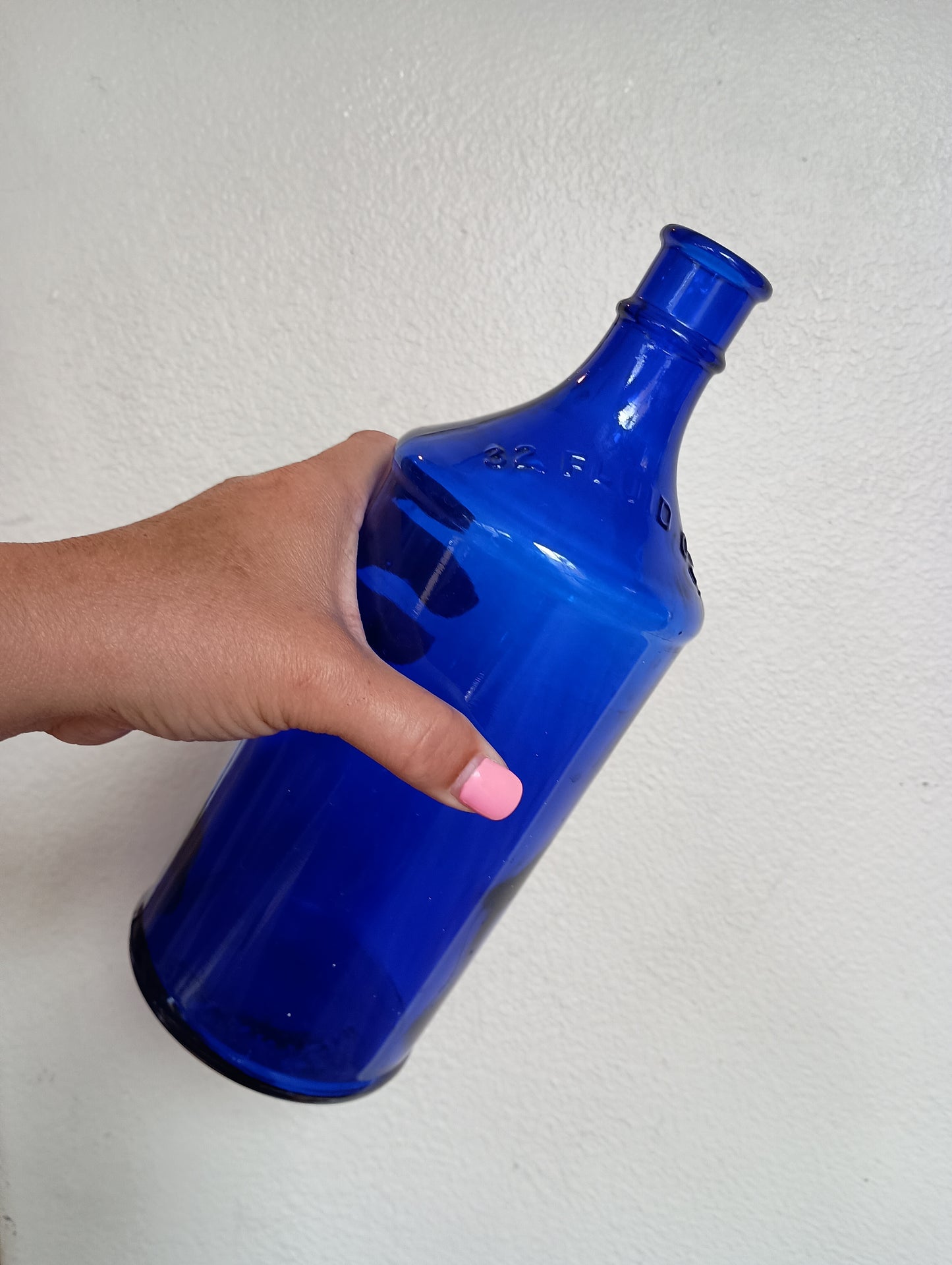 Cobalt blue glass large bottle, vintage