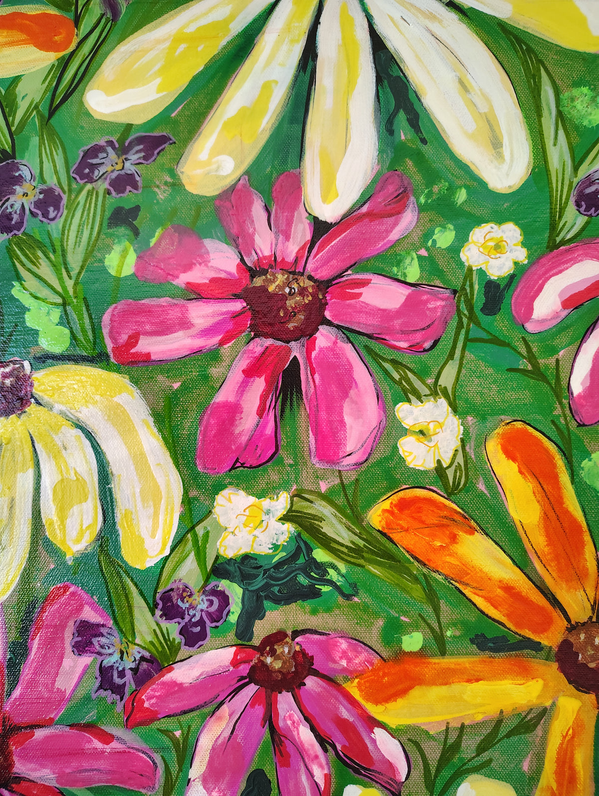 Large flower wall art, 30x40pai ted canvas