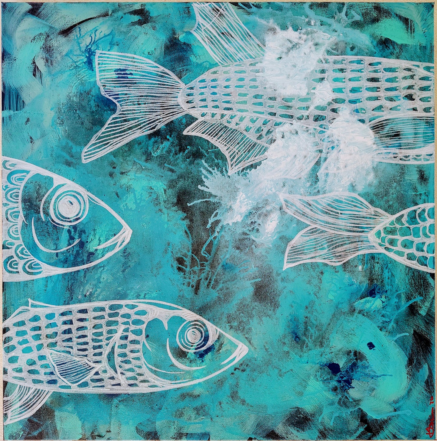Head or Tails, by Kirstyn Bliss Large 40x40in canvas painting