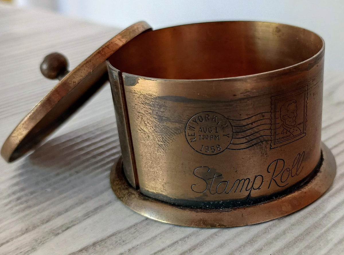 Vintage brass stamp holder