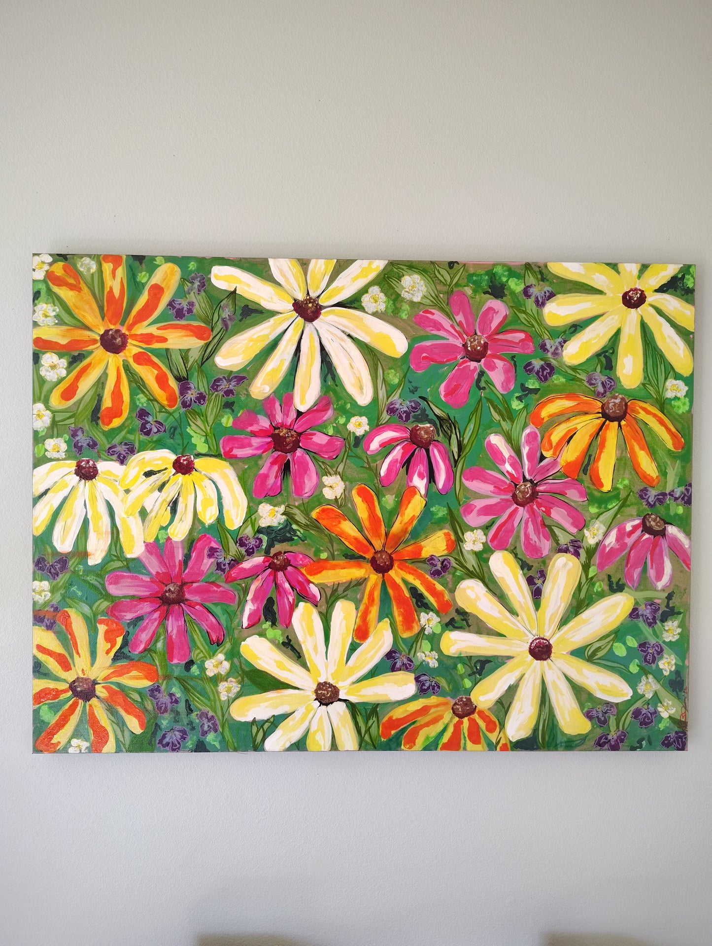 Large flower wall art, 30x40pai ted canvas