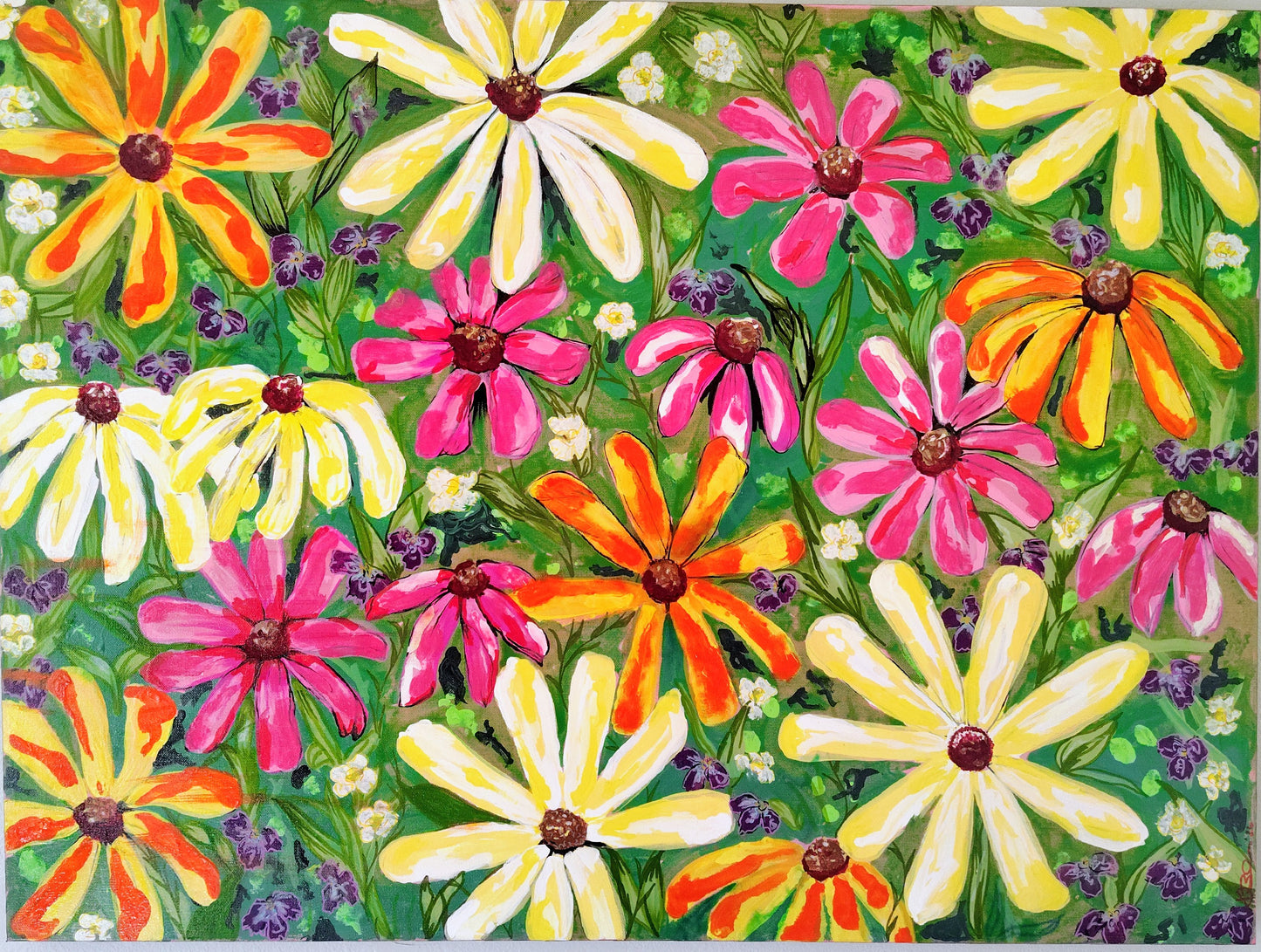 Large flower wall art, 30x40pai ted canvas