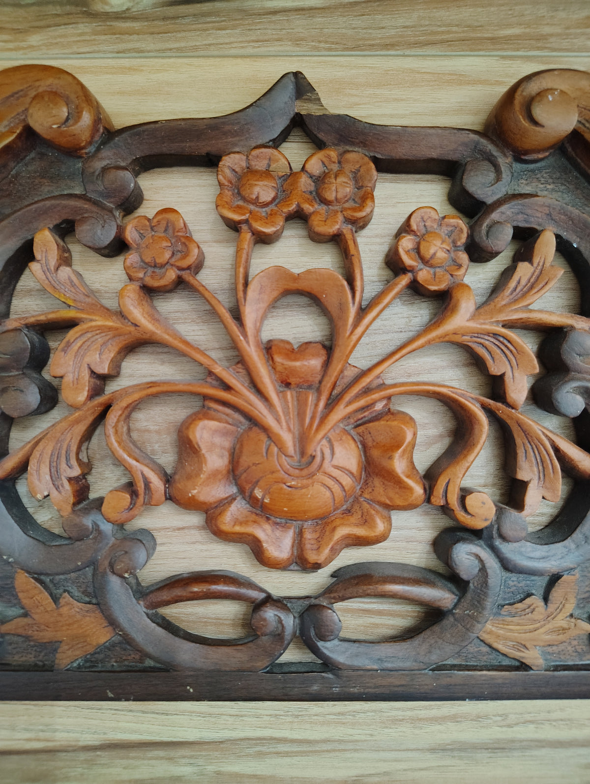 Handcarved Antique Teak Door / Mirror Pendant