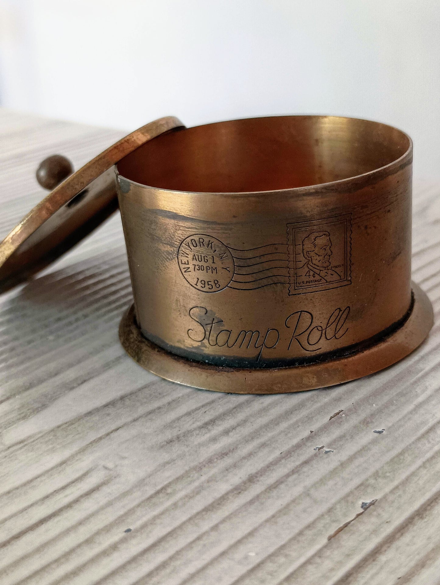 Vintage brass stamp holder