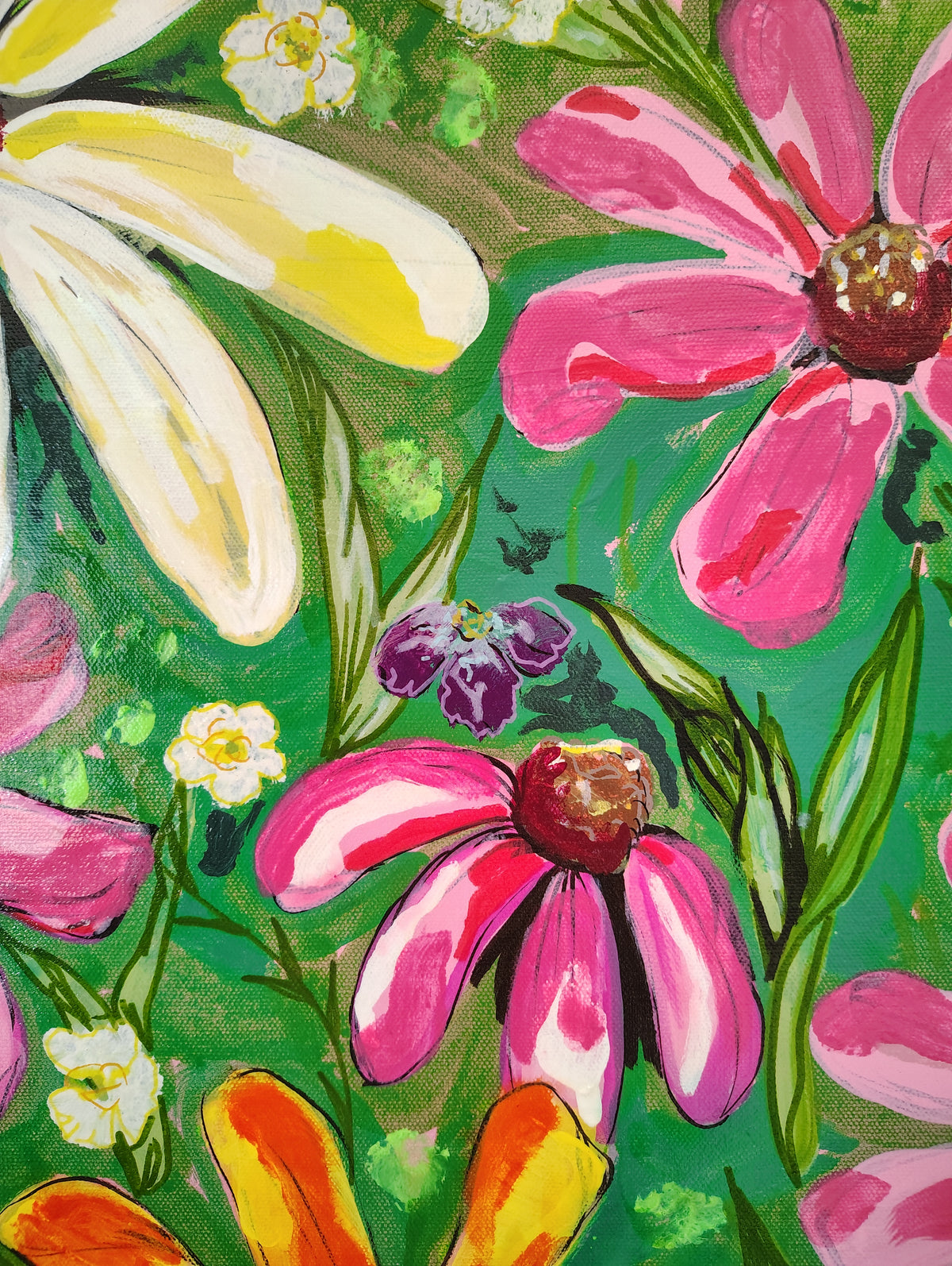 Large flower wall art, 30x40pai ted canvas