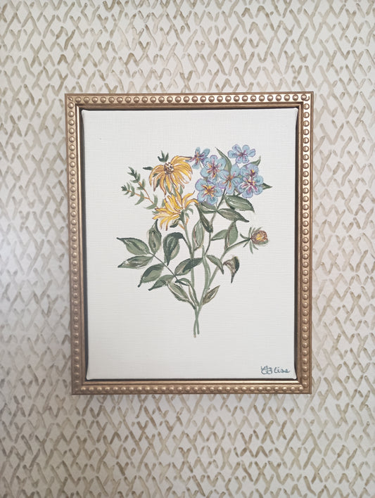 Wildflower on canvas in gold frame, original Kirstyn Bliss 2025