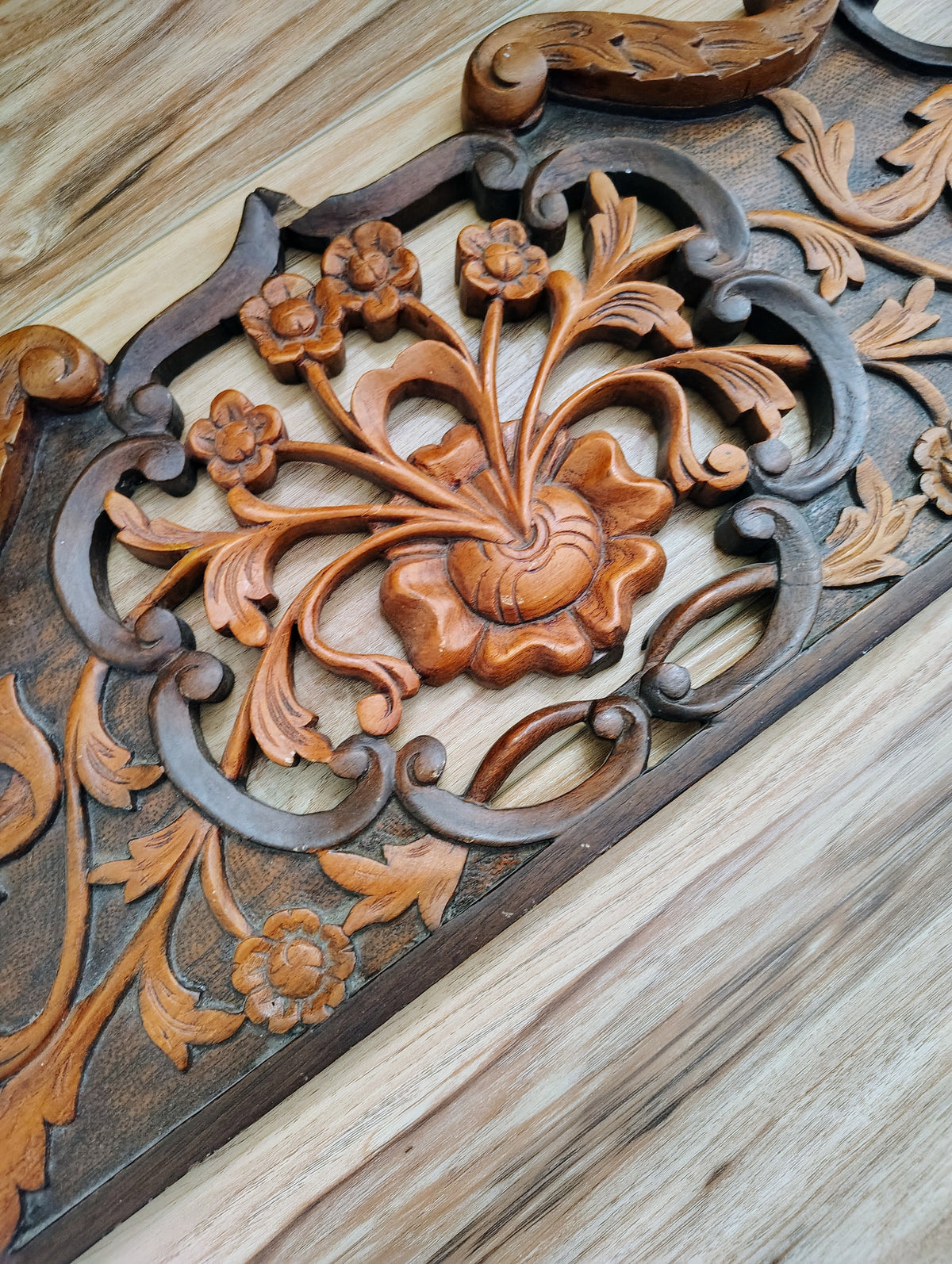 Handcarved Antique Teak Door / Mirror Pendant